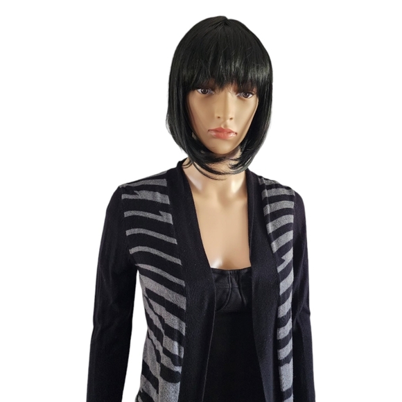 Le château black/gray long sleeves open knit cardigan, size S - Picture 3 of 8